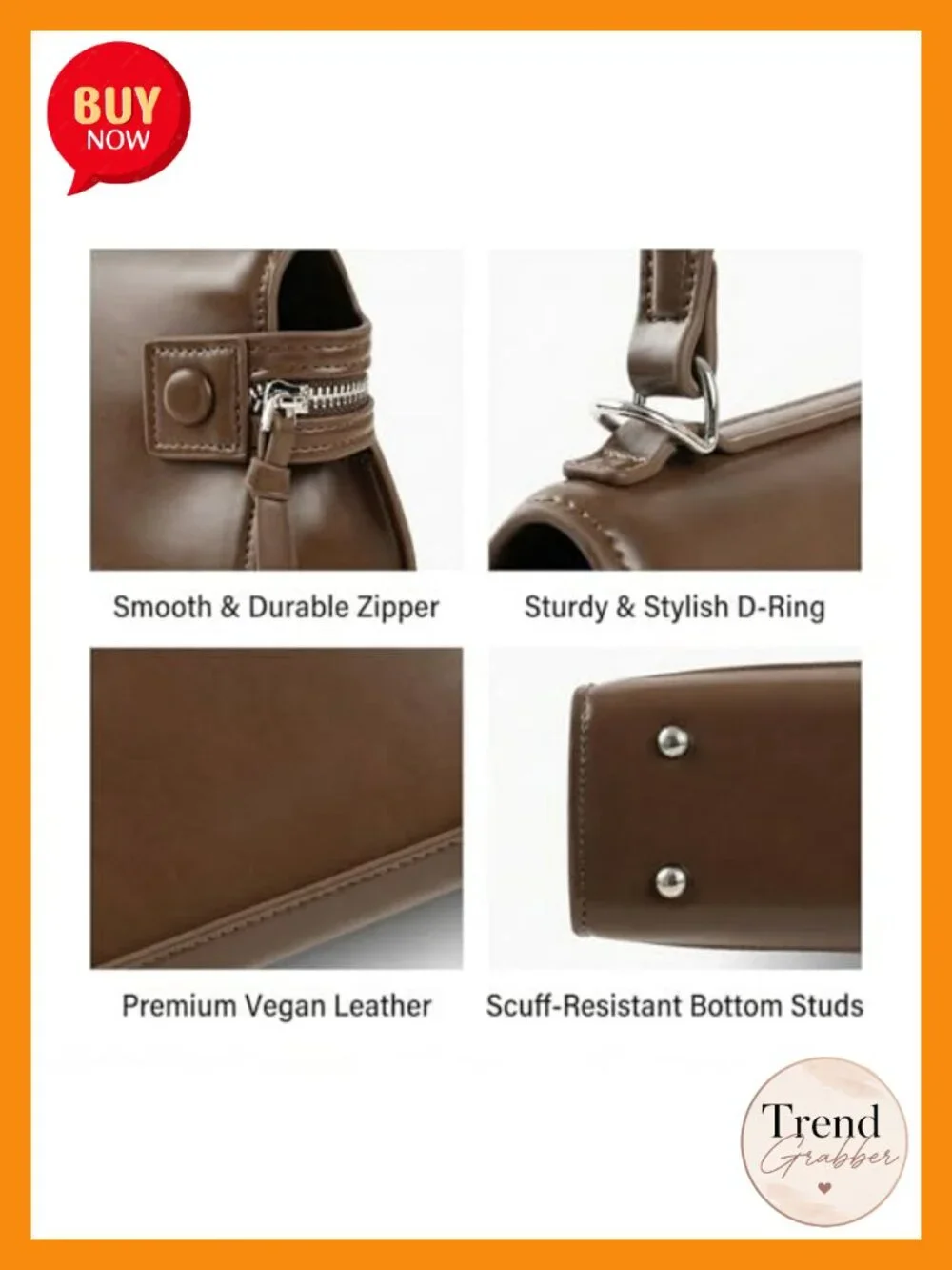 Structured Top Handle Satchel Vegan Leather Crossbody Bag Shoulder Purse
